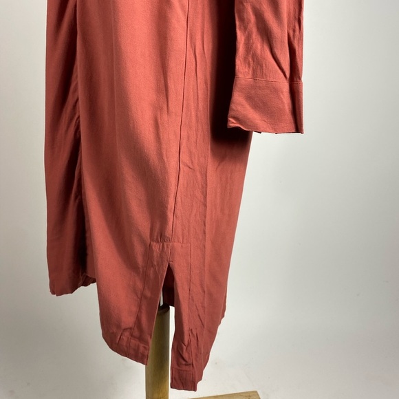 ANN TAYLOR Drapey Zipper Front Long Sleeve Dress Coral Womens Small - Picture 6 of 10